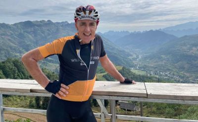 James Burke Cycling on the  tour with redspokes